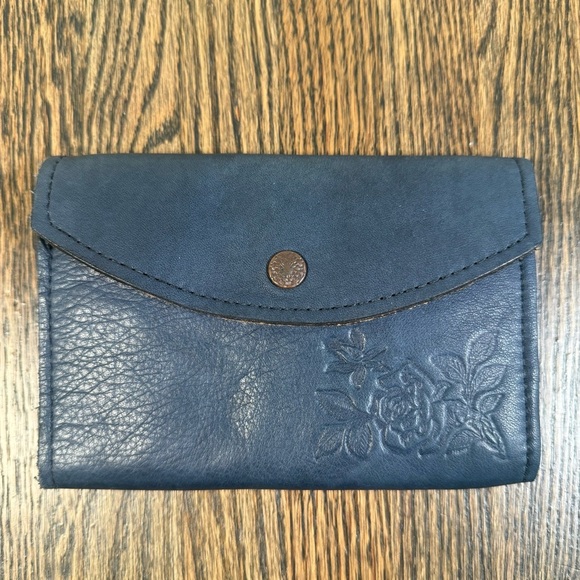 Handmade blue leather wallet - Picture 1 of 7